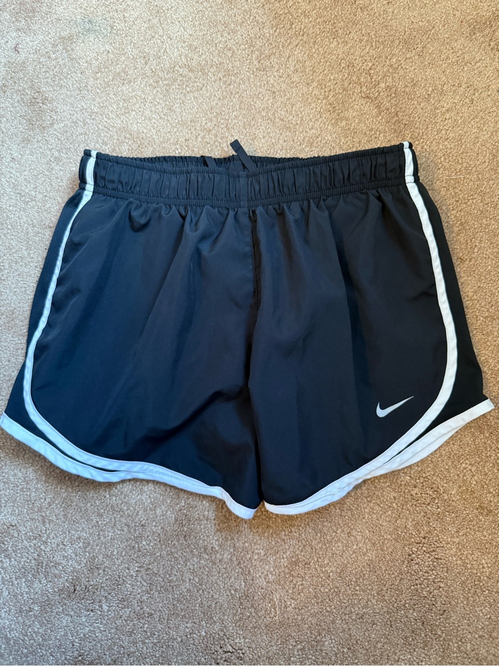 Nike Black Athletic Shorts with White Piping
